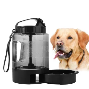 2-in-1 Portable Pet Water Bottle & Bowl – 77oz